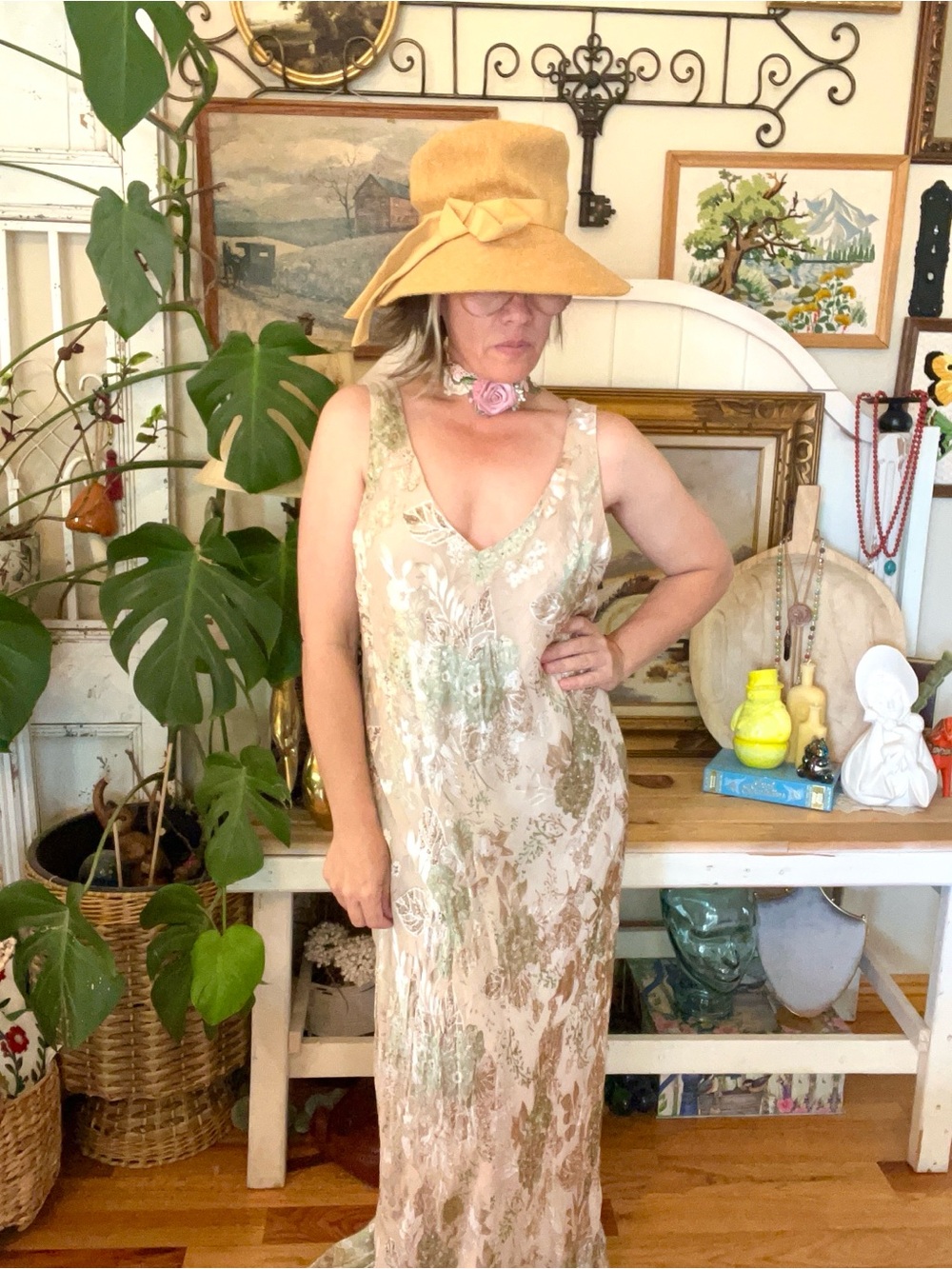 Vintage Alex Evenings Sequin Floral Lace Beaded Formal Gown Dress Size 18 Euro - Picture 13 of 13